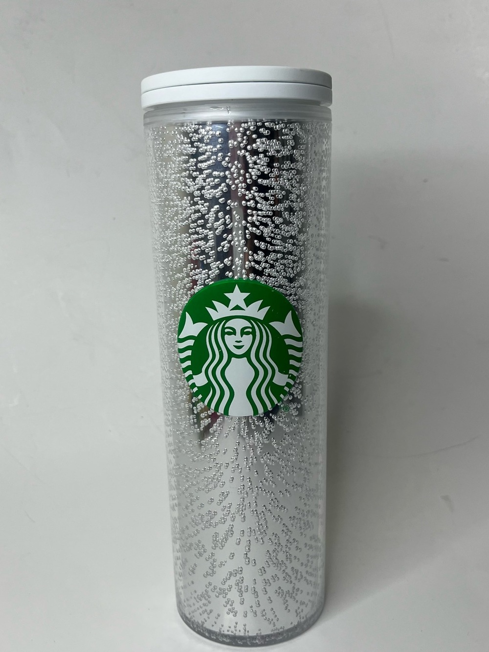 Starbucks 2020 Holiday 16oz Platinum Silver Champagne Bubble Tumbler Travel Mug
